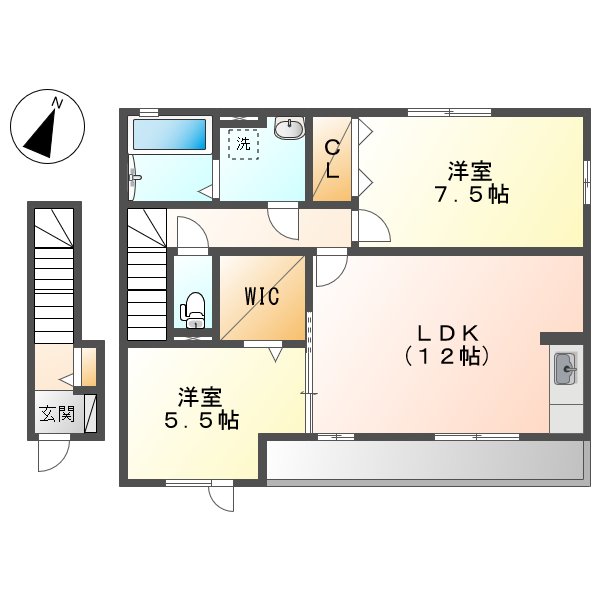 倉敷市下津井のアパートの間取り