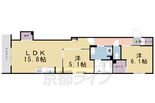 京都市下京区突抜１丁目のマンションの間取り