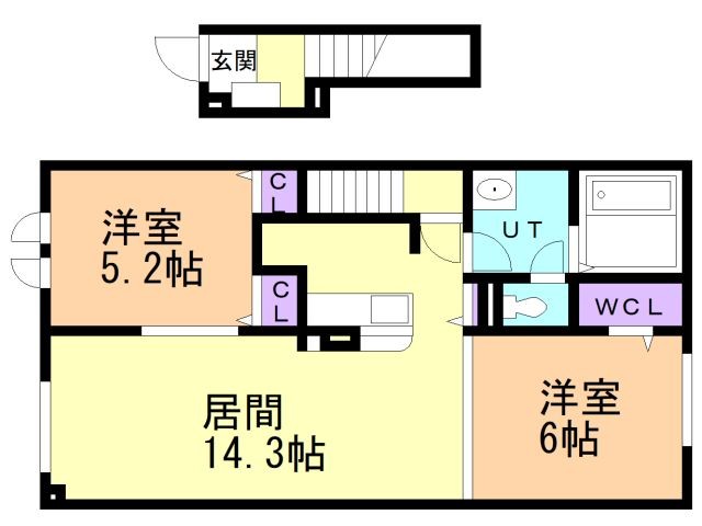 函館市榎本町のアパートの間取り