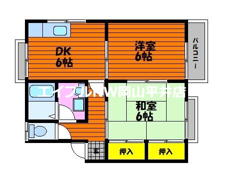 赤磐市桜が丘西のアパートの間取り