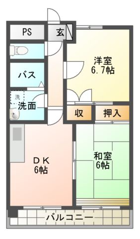 宇和島市吉田町立間尻のマンションの間取り