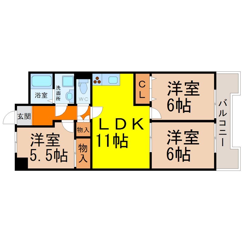 名古屋市昭和区白金のマンションの間取り