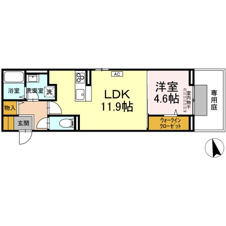 福山市曙町のアパートの間取り