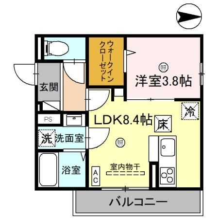 京田辺市田辺深田のアパートの間取り