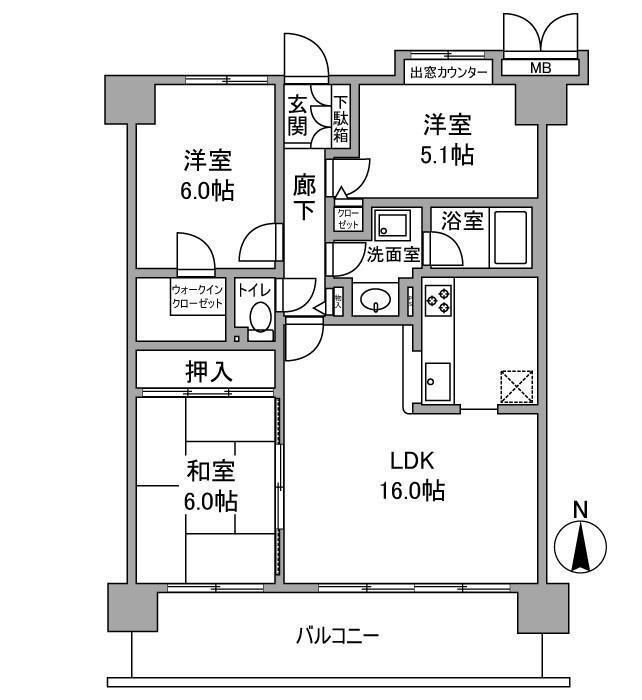 豊中市利倉東のマンションの間取り