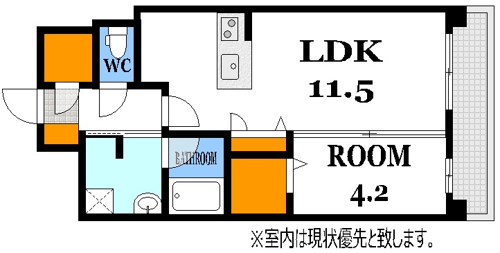 広島市中区東白島町のマンションの間取り