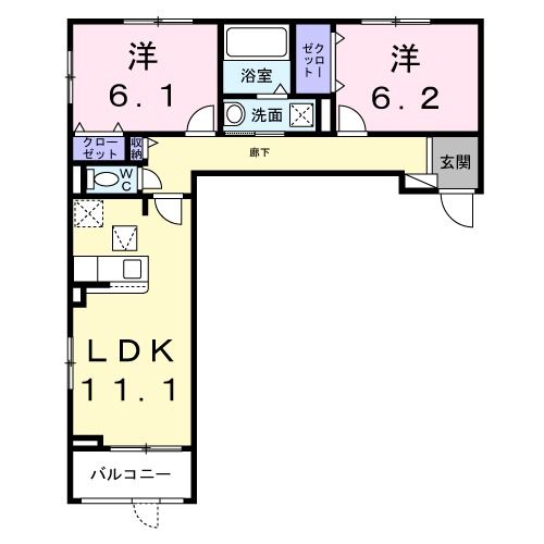 ルピナスＨｏｓｈｉｄａの間取り