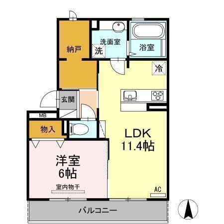 松山市古川西のアパートの間取り