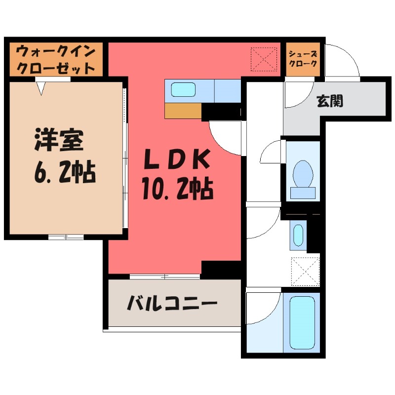 小山市中央町のアパートの間取り