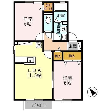 東根市中央のアパートの間取り