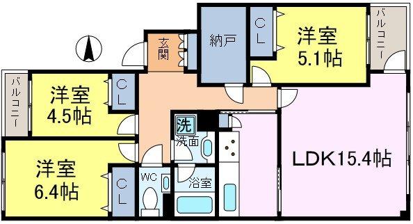 グランドコートA棟の間取り