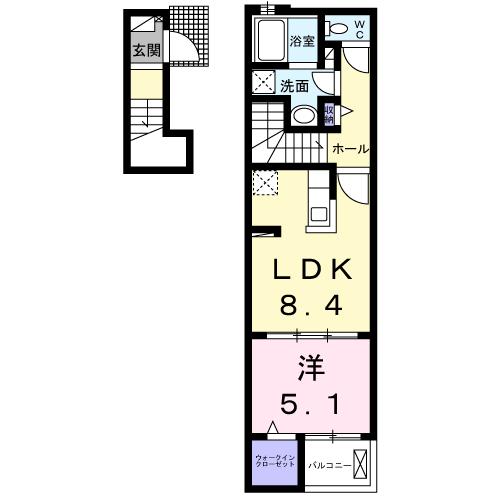 愛媛県四国中央市上柏町（アパート）の賃貸物件の間取り