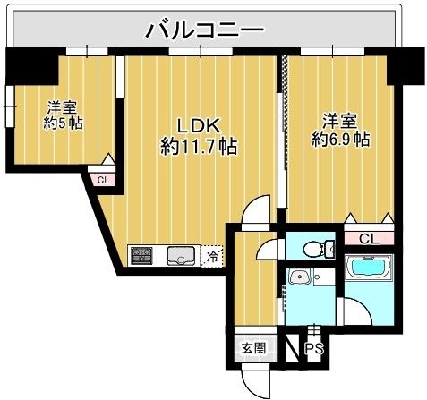 都営大江戸線 牛込柳町駅 徒歩7分 4階建 築13年の間取り写真