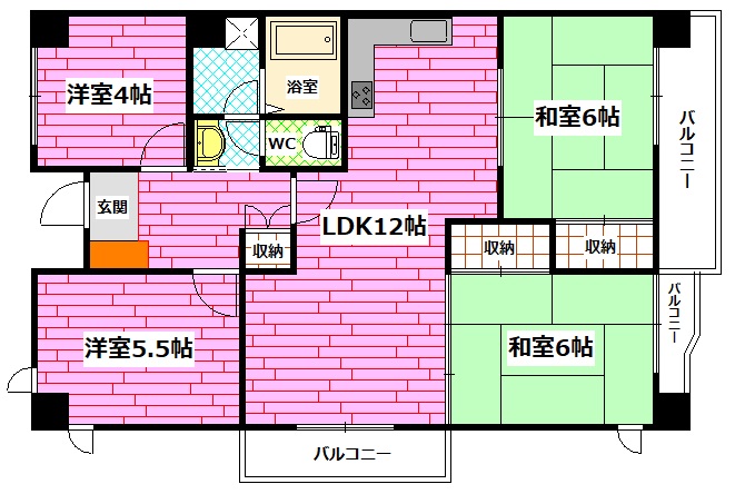 安芸郡府中町青崎東のマンションの間取り