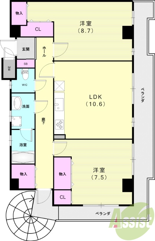 芦屋ニューコーポの間取り