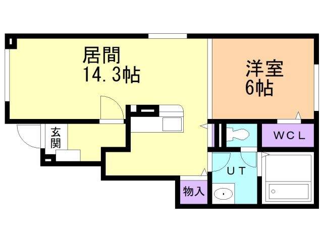 函館市湯浜町のアパートの間取り