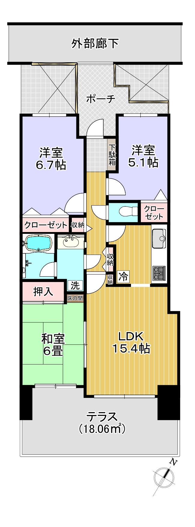 ウッドパークちはら台Ａ棟の間取り