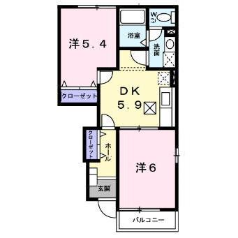 函館市高丘町のアパートの間取り