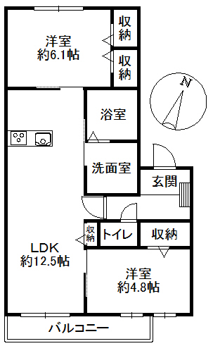 宇陀市榛原高萩台のアパートの間取り