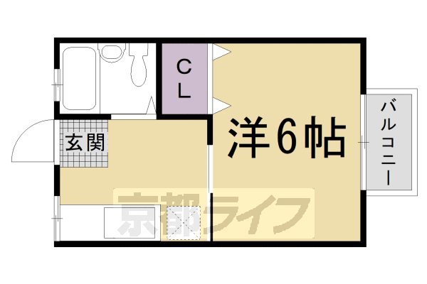 京都市右京区常盤柏ノ木町のアパートの間取り