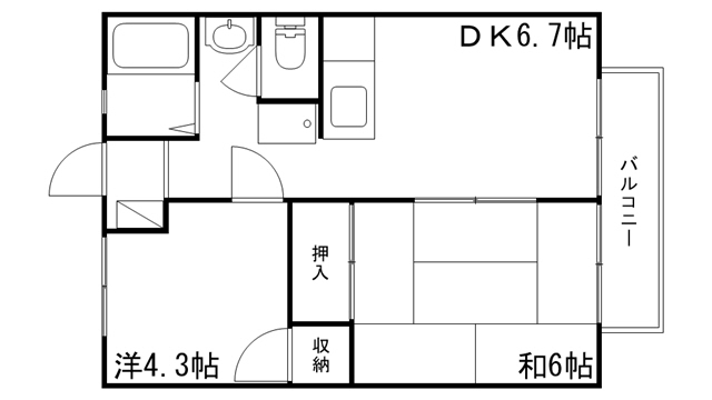 姫路市上手野のアパートの間取り