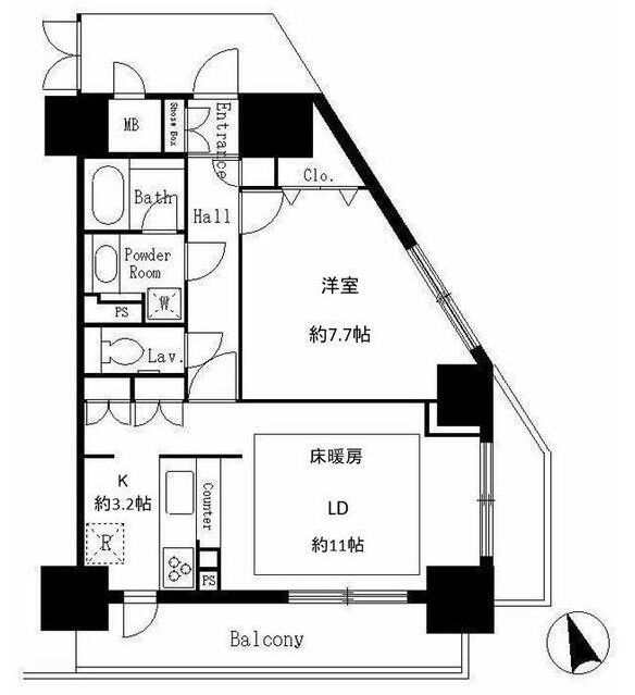 荒川区荒川のマンションの間取り