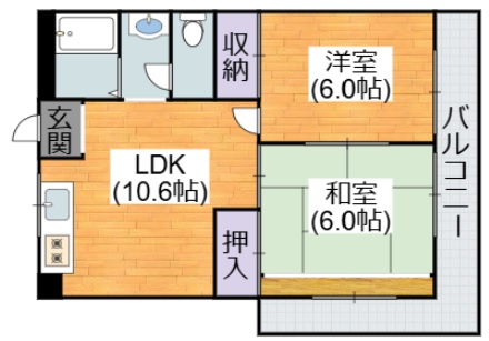 大阪市平野区背戸口のマンションの間取り