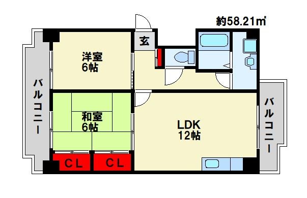 北九州市八幡西区八千代町のマンションの間取り