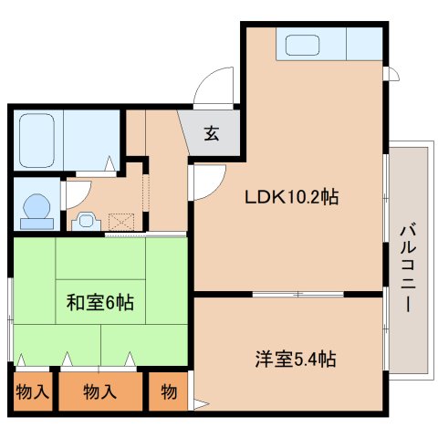 橿原市城殿町のアパートの間取り