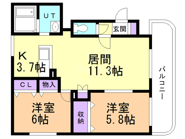 札幌市西区発寒十条のマンションの間取り