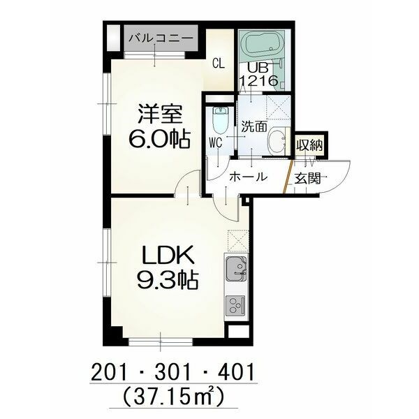 名古屋市熱田区四番のマンションの間取り