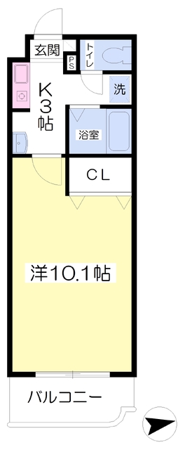 松山市道後湯之町のマンションの間取り