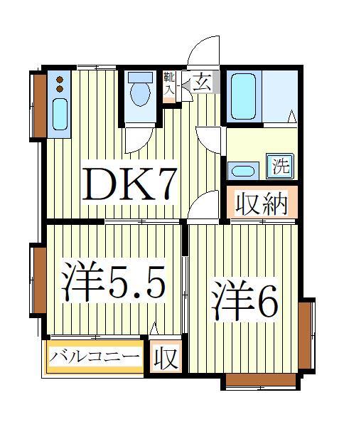 流山市江戸川台東のアパートの間取り