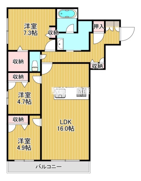 小郡市横隈のアパートの間取り