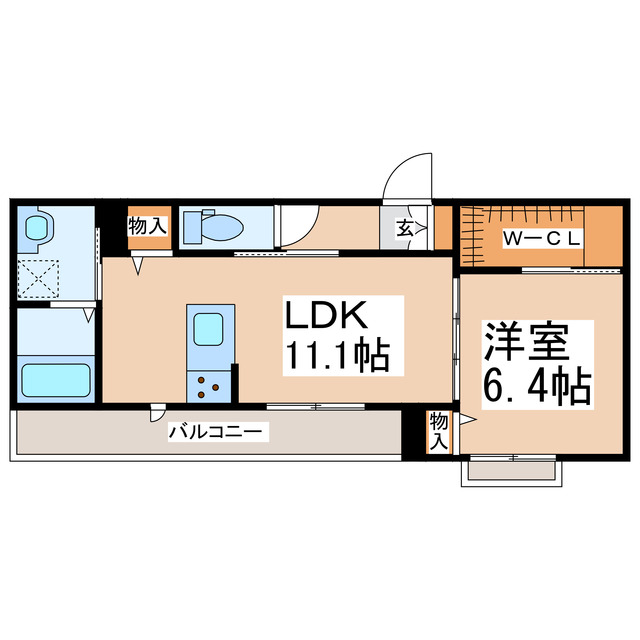 熊本市東区長嶺西のアパートの間取り