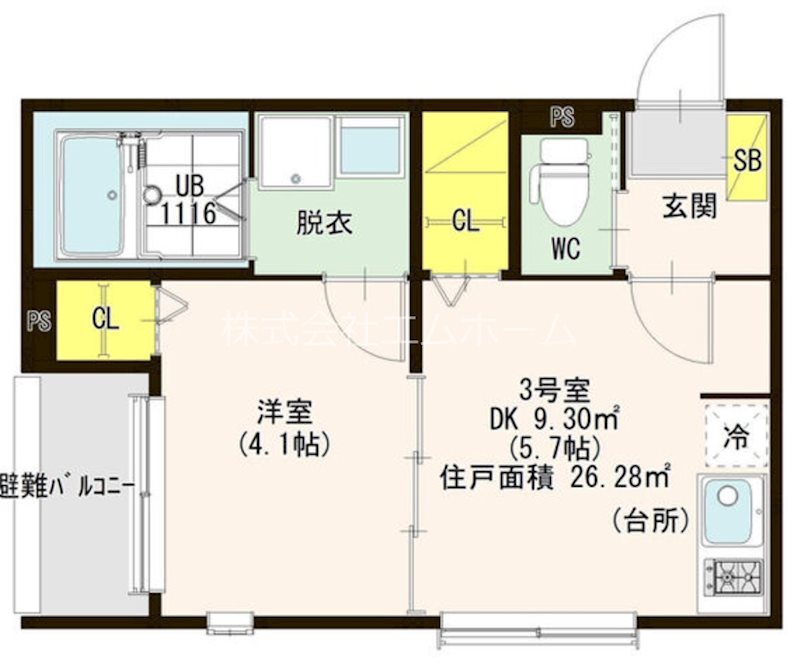 名古屋市港区九番町のアパートの間取り