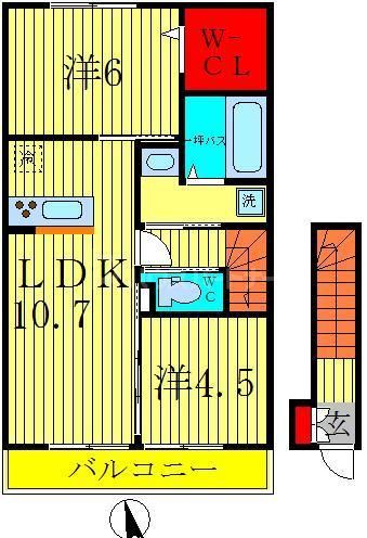 千葉県松戸市新松戸南１（アパート）の賃貸物件の間取り