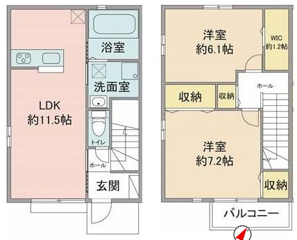 東京都八王子市中野町（アパート）の賃貸物件の間取り