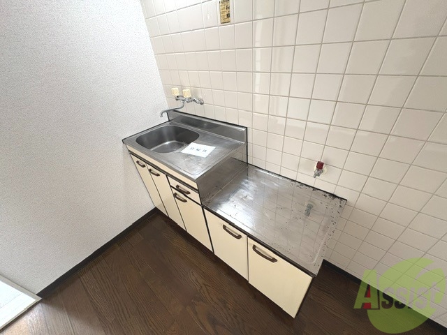 キッチン　調理スペースも広く、冷蔵庫や棚も問題なく置けそうですね。