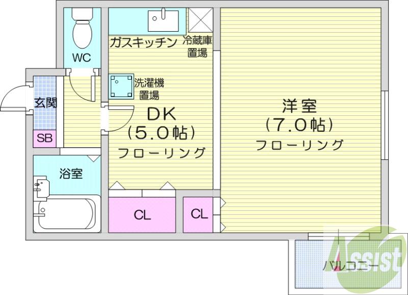 地下鉄東西線 西１８丁目駅 徒歩8分 4階建 築37年の間取り写真