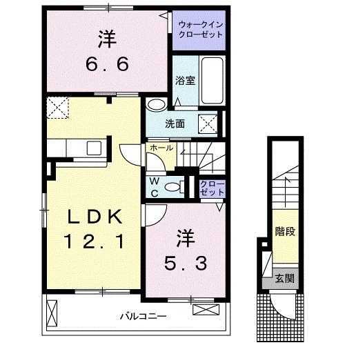 ＪＲ宇部線 東新川駅 徒歩33分 2階建 築9年の間取り写真