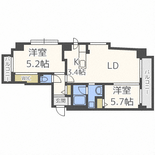 札幌市中央区南二十条西のマンションの間取り