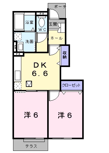 美作市湯郷のアパートの間取り