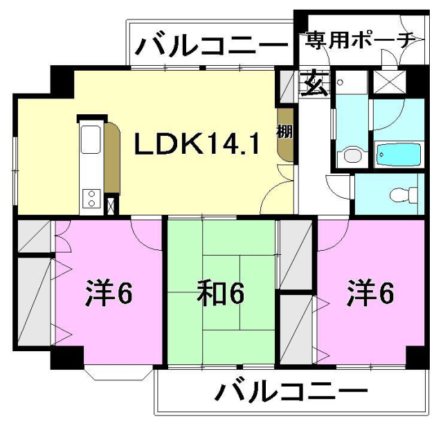 伊予市灘町のマンションの間取り