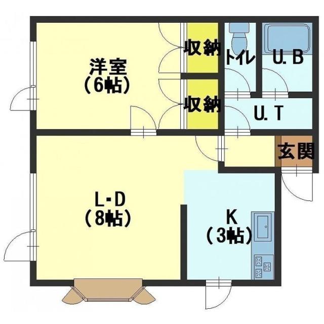 北斗市七重浜のアパートの間取り