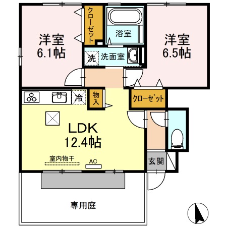 高松市太田下町のアパートの間取り