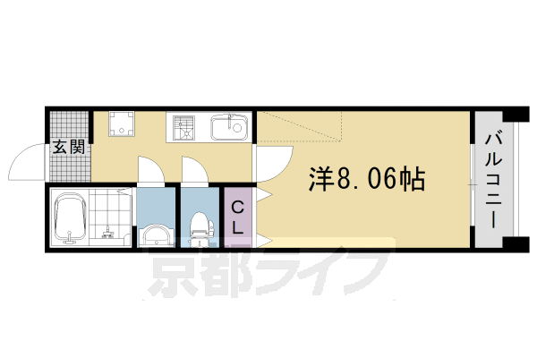 京都市北区紫野上御所田町のマンションの間取り