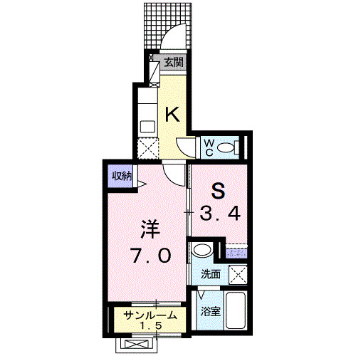 富山市新庄北町のアパートの間取り