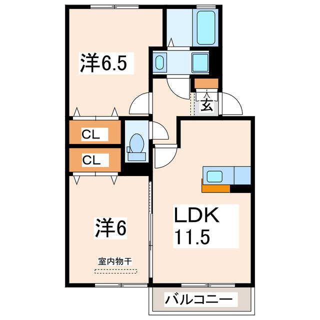 熊本市東区小山のアパートの間取り