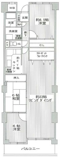 吹田市上山田のマンションの間取り